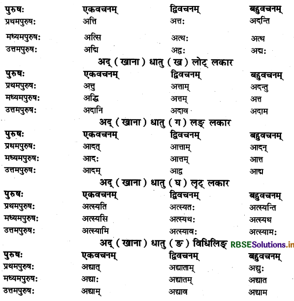 RBSE Class 11 Sanskrit व्याकरणम् धातु-रूप 44
