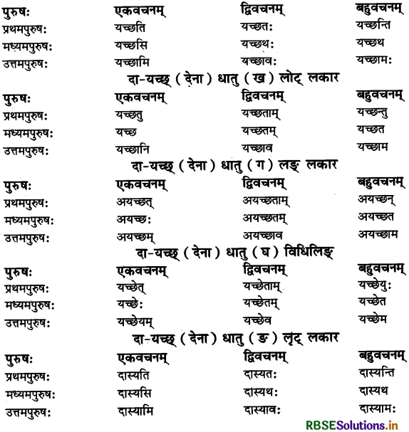 RBSE Class 11 Sanskrit व्याकरणम् धातु-रूप 49