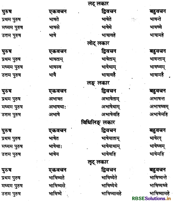 RBSE Class 11 Sanskrit व्याकरणम् धातु-रूप 56
