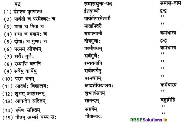 RBSE Class 11 Sanskrit व्याकरणम् समास-ज्ञानम् 6