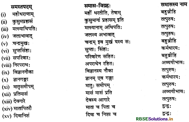 RBSE Class 11 Sanskrit व्याकरणम् समास-ज्ञानम् 7