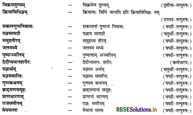 RBSE Class 12 Sanskrit व्याकरणम् समास प्रकरणम् 2