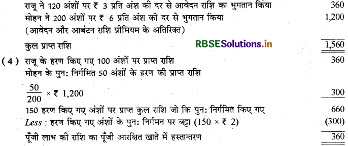 RBSE Class 12 Accountancy Important Questions Chapter 1 अंशपूँजी के लिए लेखांकन 36