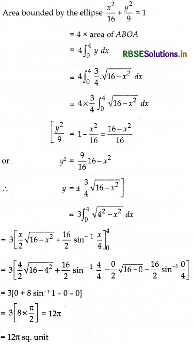 RBSE Solutions for Class 12 Maths Chapter 8 Application of Integrals Ex 8.1 8