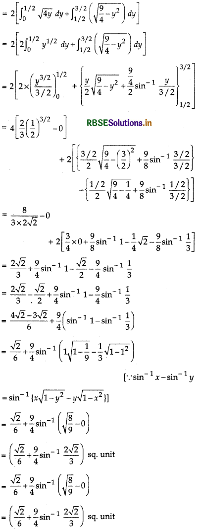 RBSE Solutions for Class 12 Maths Chapter 8 Application of Integrals Ex 8.2 2
