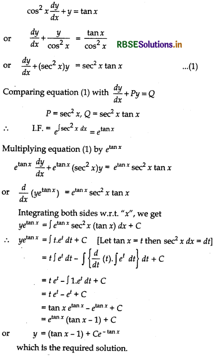 RBSE Solutions for Class 12 Maths Chapter 9 Differential Equations Ex 9.6 3