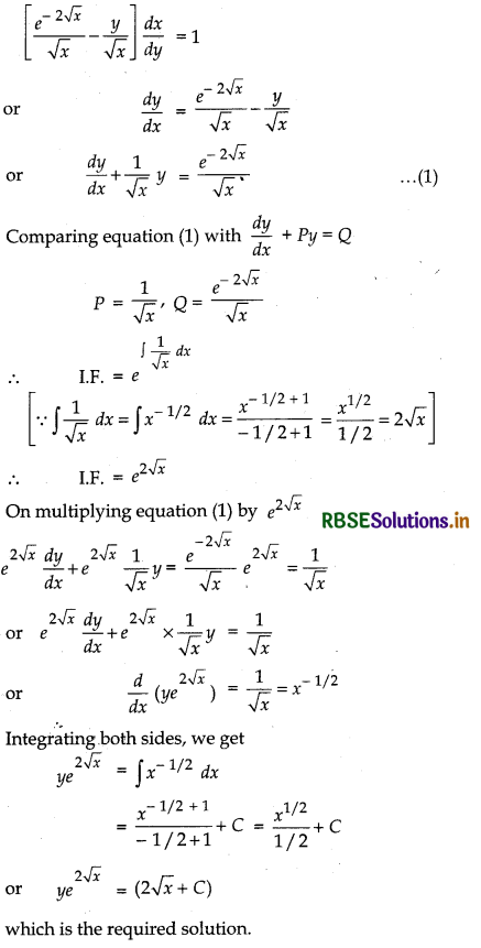 RBSE Solutions for Class 12 Maths Chapter 9 Differential Equations Miscellaneous Exercise 17