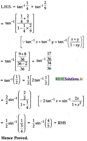 RBSE Class 12 Maths Important Questions Chapter 2 Inverse Trigonometric Functions 10