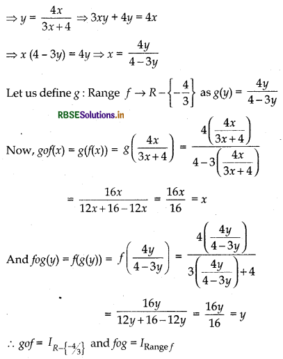 RBSE Class 12 Maths Important Questions Chapter 1 Relations and Functions 6