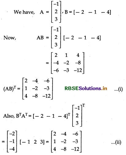 RBSE Class 12 Maths Important Questions Chapter 3 Matrices 12