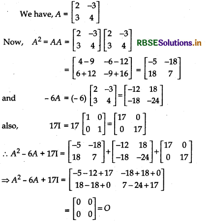 RBSE Class 12 Maths Important Questions Chapter 4 Determinants 26