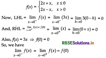 RBSE Class 12 Maths Important Questions Chapter 5 Continuity and Differentiability 1