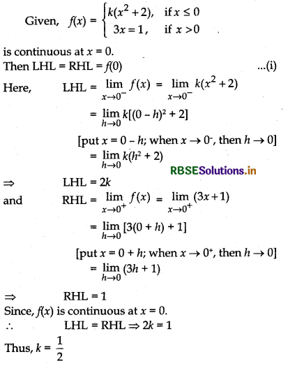 RBSE Class 12 Maths Important Questions Chapter 5 Continuity and Differentiability 15