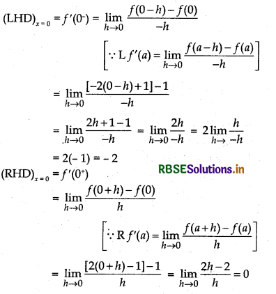 RBSE Class 12 Maths Important Questions Chapter 5 Continuity and Differentiability 22