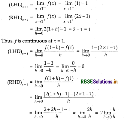 RBSE Class 12 Maths Important Questions Chapter 5 Continuity and Differentiability 23