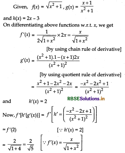 RBSE Class 12 Maths Important Questions Chapter 5 Continuity and Differentiability 27