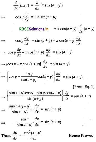 RBSE Class 12 Maths Important Questions Chapter 5 Continuity and Differentiability 35