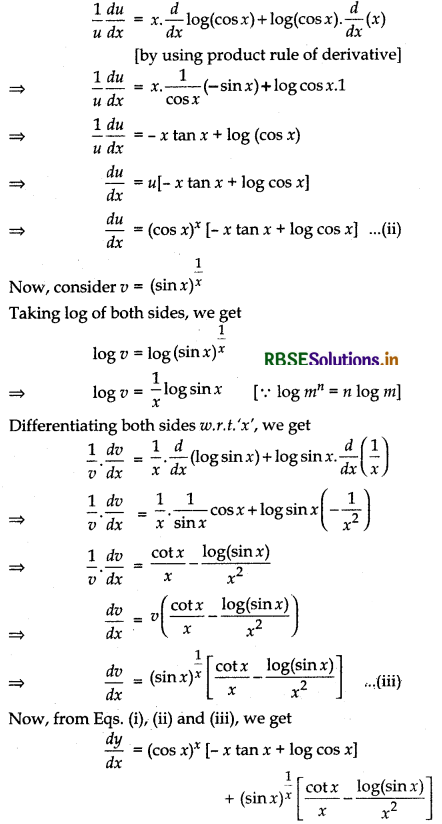 RBSE Class 12 Maths Important Questions Chapter 5 Continuity and Differentiability 46