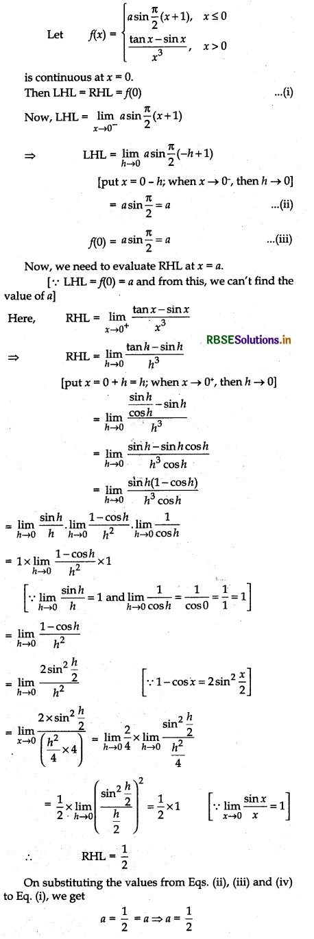 RBSE Class 12 Maths Important Questions Chapter 5 Continuity and Differentiability 7