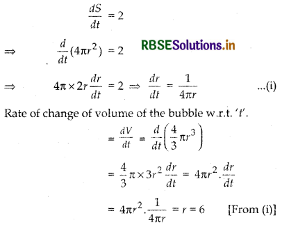 RBSE Class 12 Maths Important Questions Chapter 6 Application of Derivatives 1