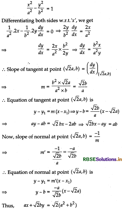 RBSE Class 12 Maths Important Questions Chapter 6 Application of Derivatives 16