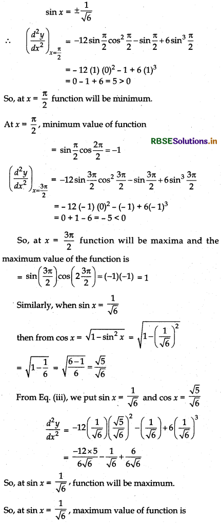 RBSE Class 12 Maths Important Questions Chapter 6 Application of Derivatives 27