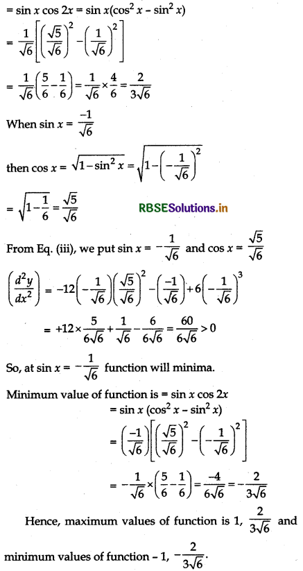 RBSE Class 12 Maths Important Questions Chapter 6 Application of Derivatives 28