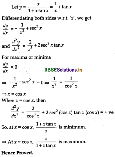 RBSE Class 12 Maths Important Questions Chapter 6 Application of Derivatives 30