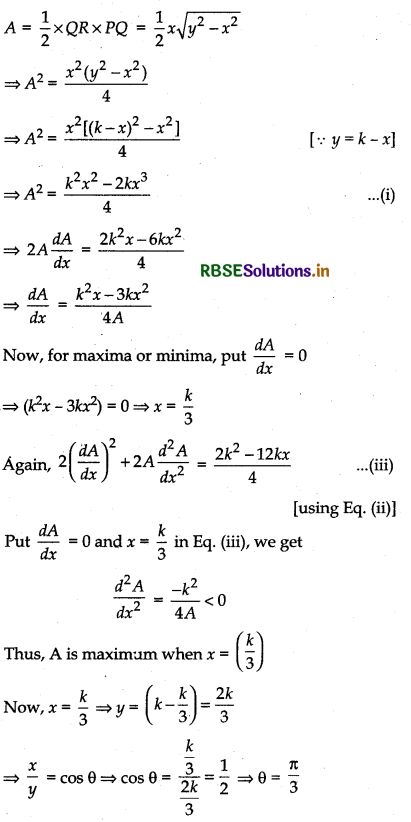 RBSE Class 12 Maths Important Questions Chapter 6 Application of Derivatives 33