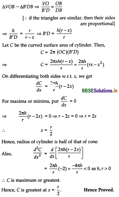 RBSE Class 12 Maths Important Questions Chapter 6 Application of Derivatives 37