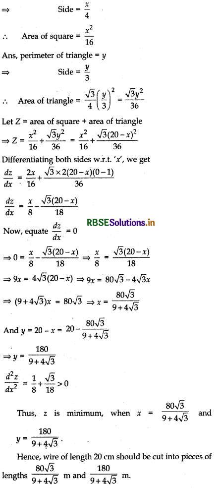 RBSE Class 12 Maths Important Questions Chapter 6 Application of Derivatives 38