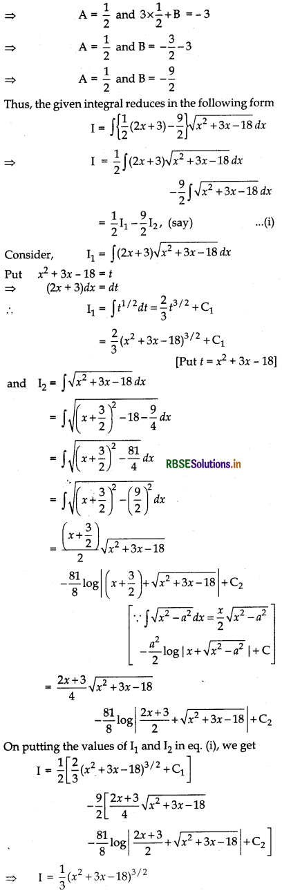 RBSE Class 12 Maths Important Questions Chapter 7 Integrals 33