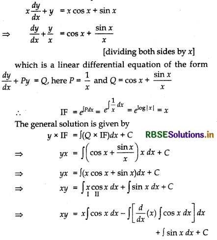 RBSE Class 12 Maths Important Questions Chapter 9 Differential Equations 15