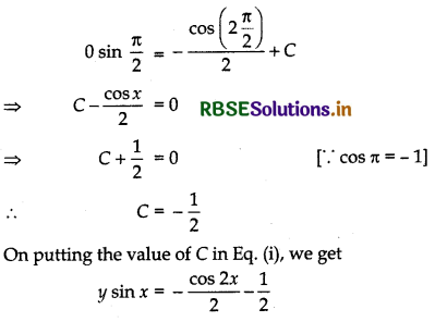 RBSE Class 12 Maths Important Questions Chapter 9 Differential Equations 16