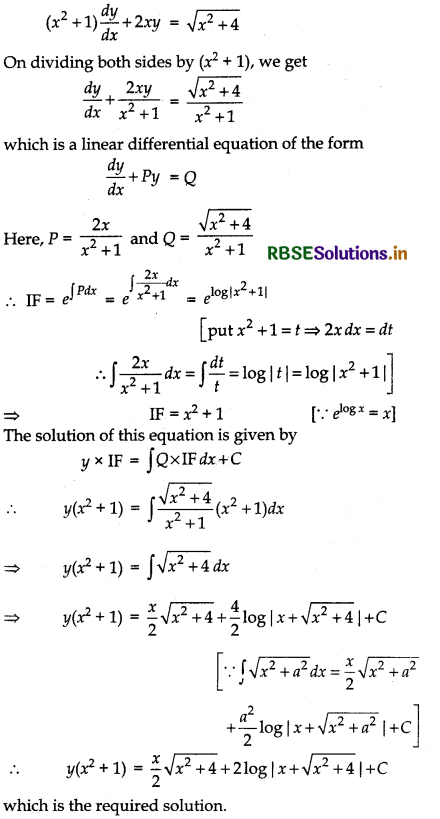 RBSE Class 12 Maths Important Questions Chapter 9 Differential Equations 17