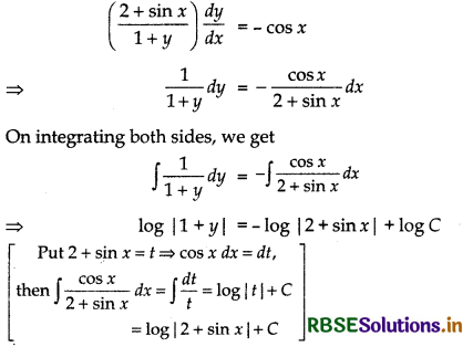 RBSE Class 12 Maths Important Questions Chapter 9 Differential Equations 7