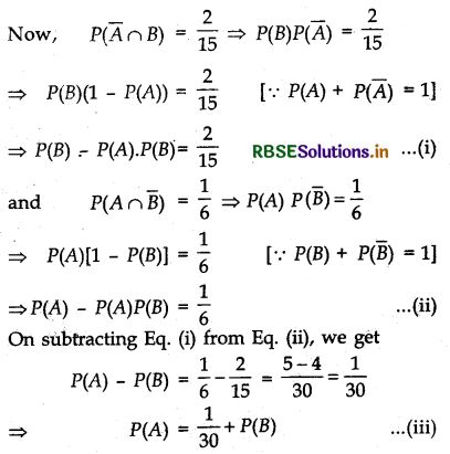 RBSE Class 12 Maths Important Questions Chapter 13 Probability 6