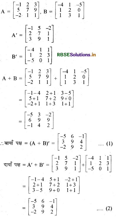 RBSE Solutions for Class 12 Maths Chapter 3 आव्यूह Ex 3.3 2