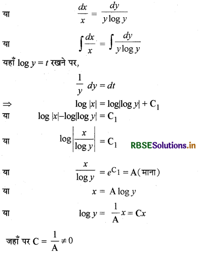 RBSE Solutions for Class 12 Maths Chapter 9 अवकल समीकरण Ex 9.4 6