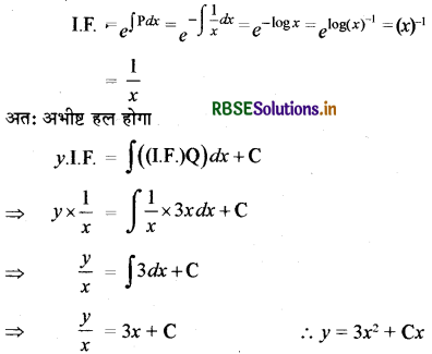 RBSE Class 12 Maths Important Questions Chapter 9 अवकल समीकरण 16
