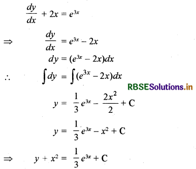 RBSE Class 12 Maths Important Questions Chapter 9 अवकल समीकरण 2