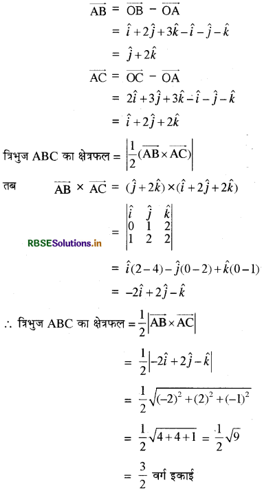 RBSE Class 12 Maths Important Questions Chapter 10 सदिश बीजगणित 12