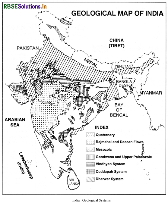 RBSE Class 11 Geography Important Questions Chapter 2 Structure and Physiography 1