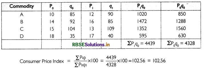 RBSE Class 11 Economics Important Questions Chapter 8 Index Numbers 10
