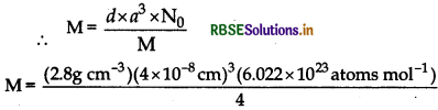 RBSE Class 12 Chemistry Important Questions Chapter 1 The Solid State 10