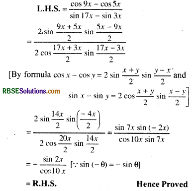 RBSE Solutions for Class 11 Maths Chapter 3 Trigonometric Functions Ex 3.3 10