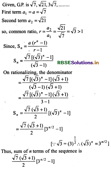 RBSE Solutions for Class 11 Maths Chapter 9 Sequences and Series Ex 9.3 7