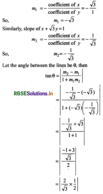 RBSE Solutions for Class 11 Maths Chapter 10 Straight Lines Ex 10.3 12