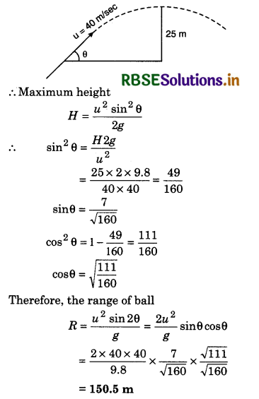 RBSE Solutions for Class 11 Physics Chapter 4 Motion in a Plane 18