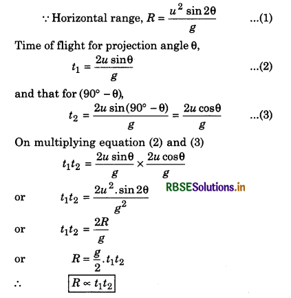 RBSE Class 11 Physics Important Questions Chapter 4 Motion in a Plane 17